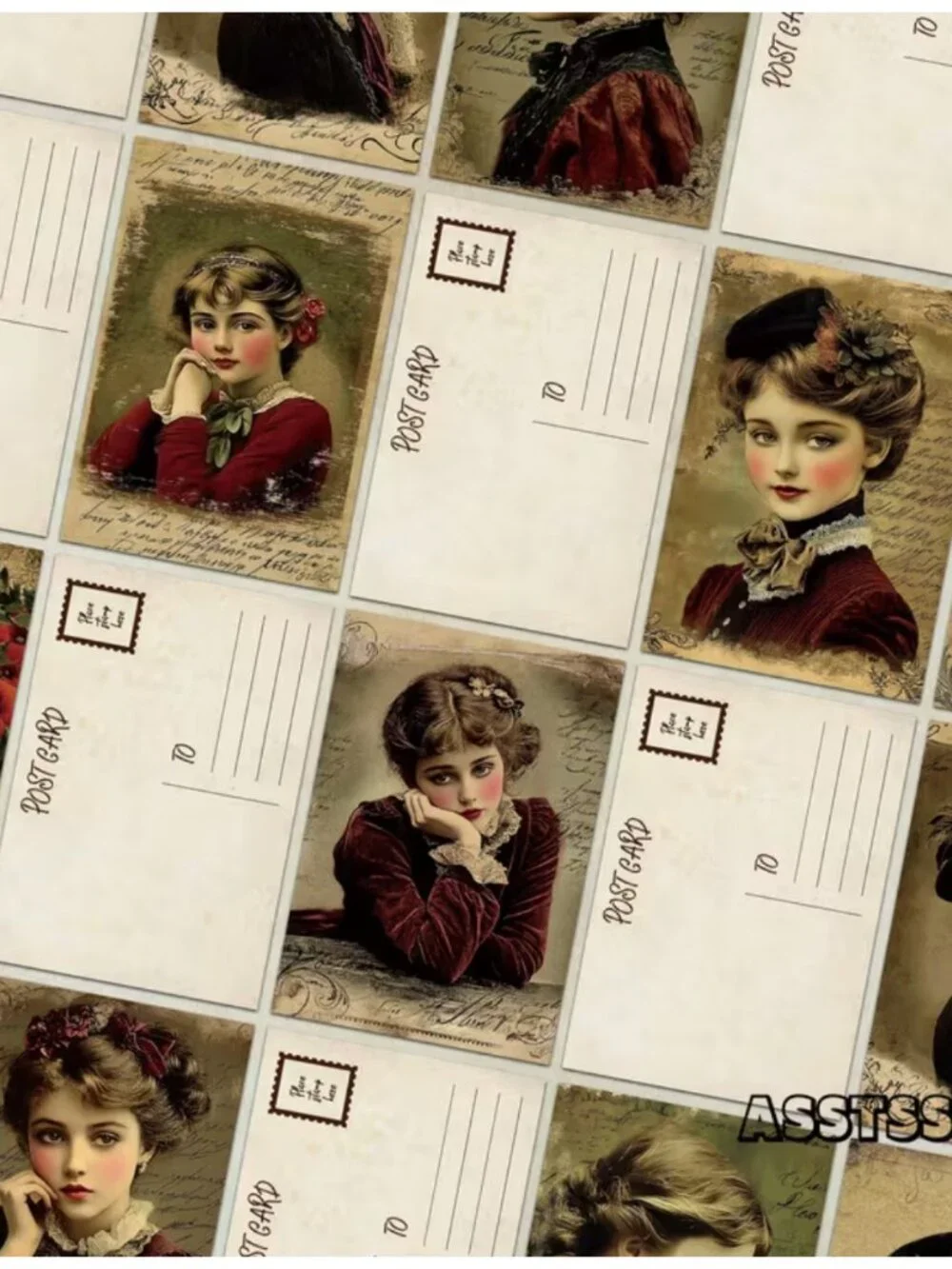 Postcards Vintage Victorian Girls Ladies Double-Sided Scrapbooking Junk Journal